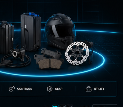 CHEERDMOTO parts and accessories on a blue ring platform